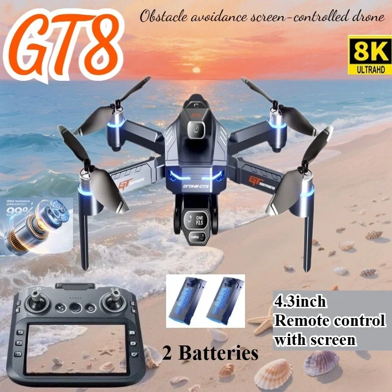 Drone Surveying - Drone 4K HD GT8 กล้องหลีกเลี่ยงอุปสรรคการถ่ายภาพทางอากาศBrushless Droneหน้าจอพับRC